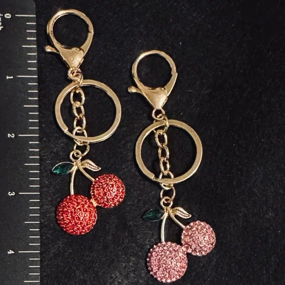 Elegant Gold Cherry Keychain Set - Picture 7 of 7